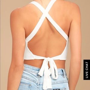 Lulus White Open Back Crop Top